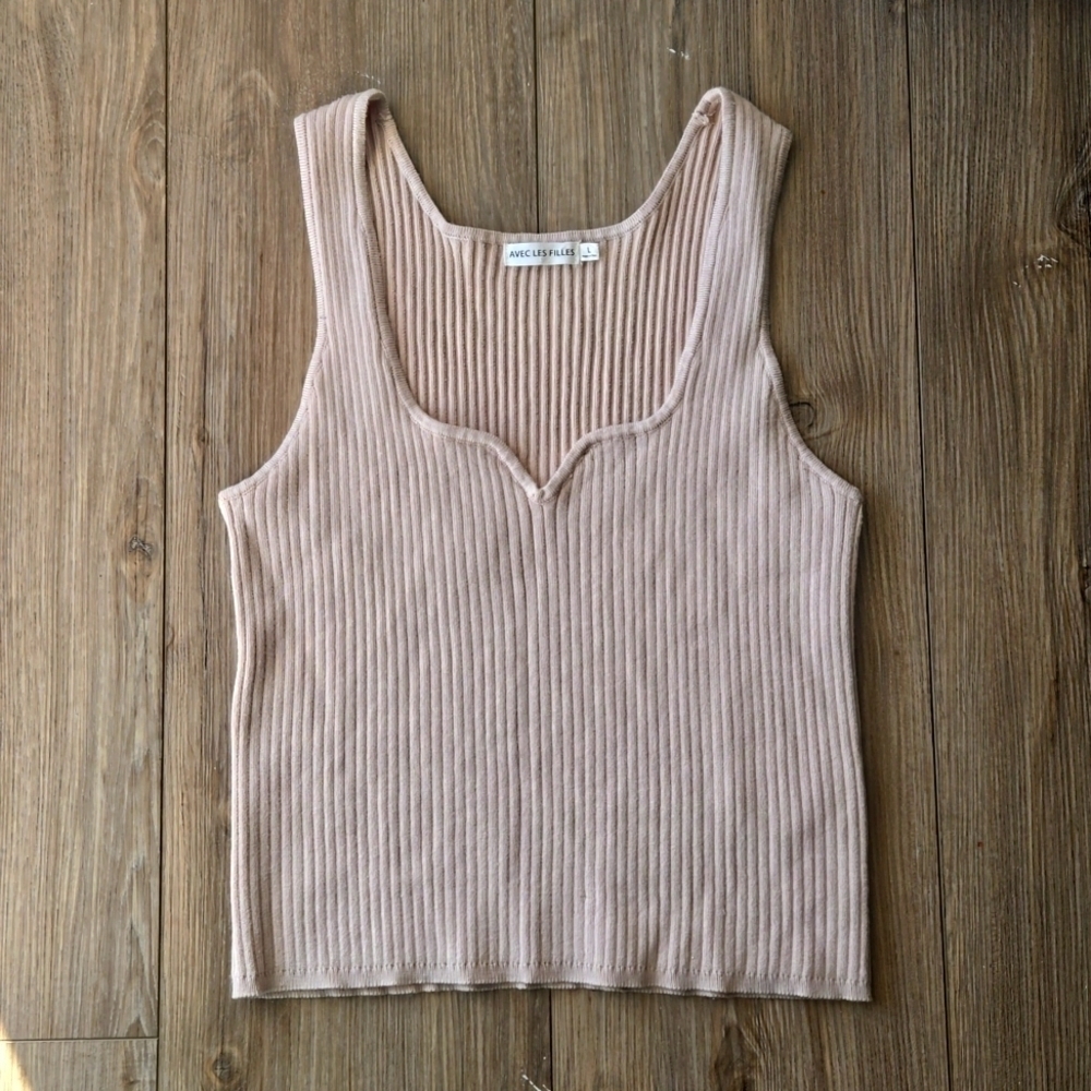 Avec Les Filles Ribbed Knit Top